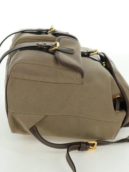 PRADA Backpack Canvas Beige Gold Auth 168350V main image 10